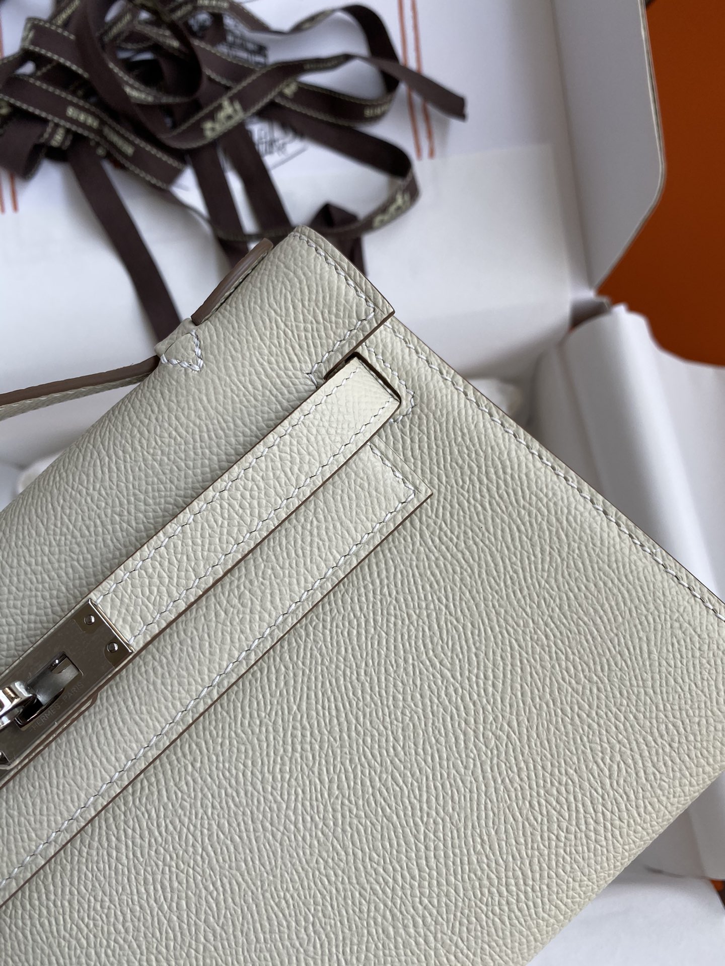 Hermes Mini Kelly Pochette 22cm Bag In White Epsom Leather